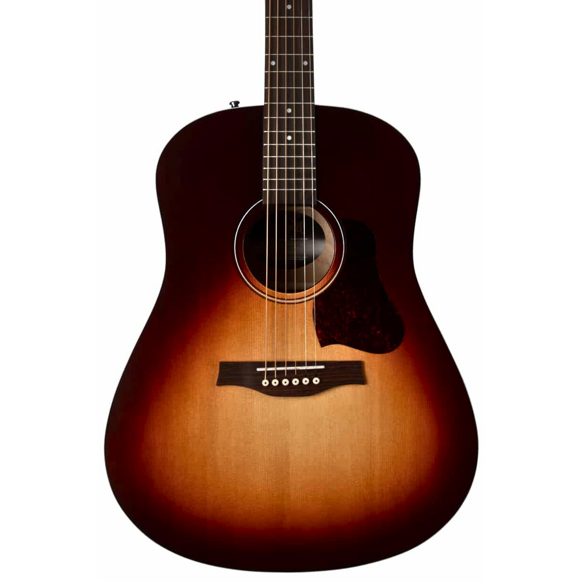 Seagull Entourage acoustic guitar in autumn burst finish, showcasing its rich wood grain and classic shape.