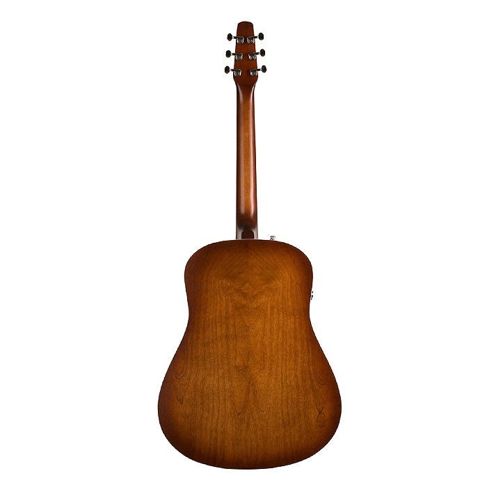 Seagull Entourage EQ acoustic guitar in autumn burst finish, showing its body and fretboard details.