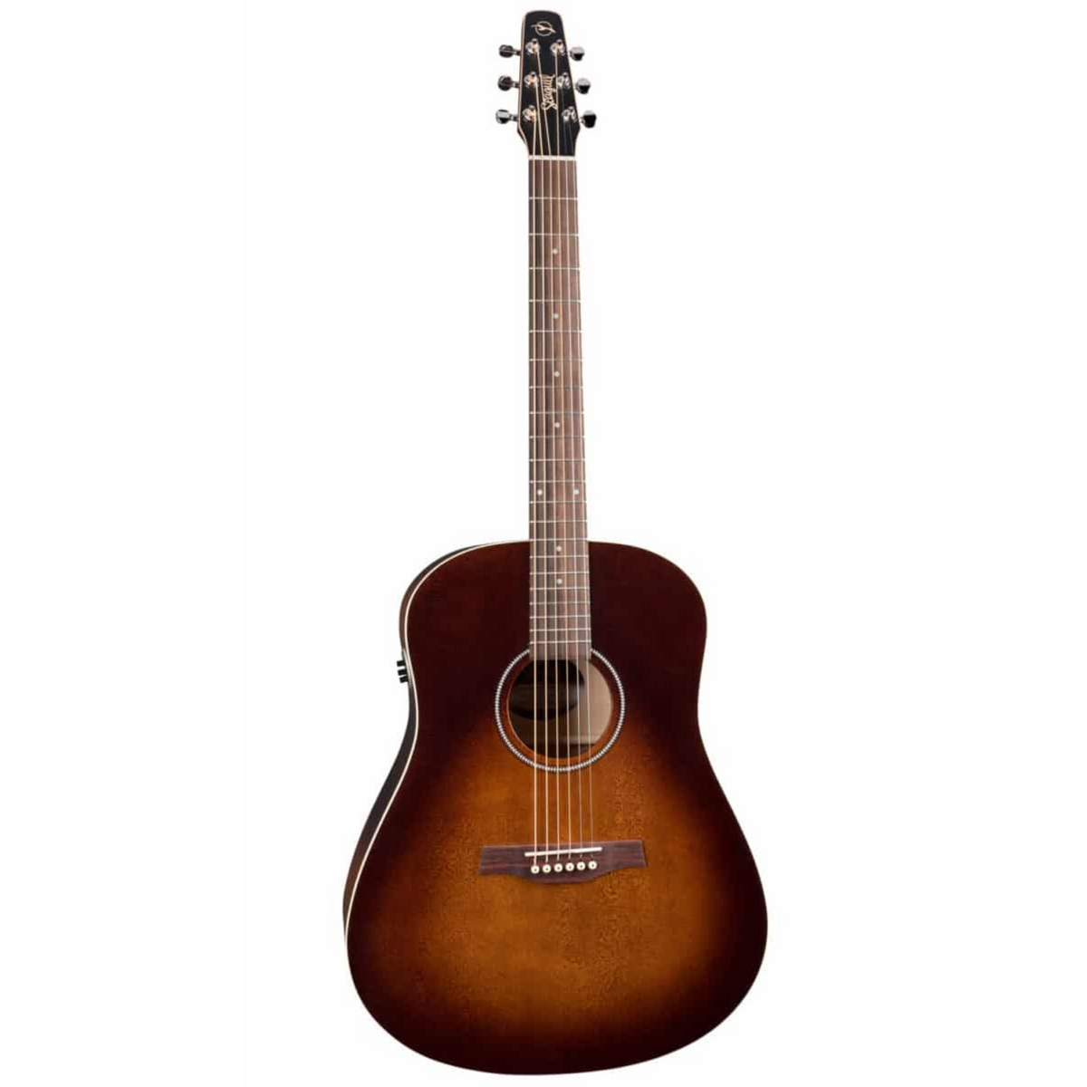 Seagull S6 Original QI acoustic guitar in burnt umber wood with a smooth body and natural wood finish, showing the front view.