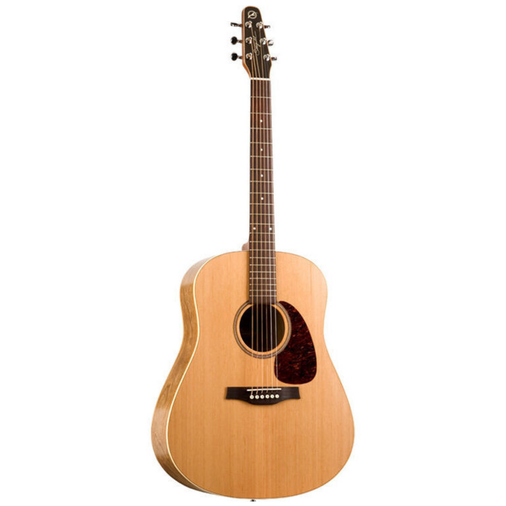 Seagull S6 Original Slim QI acoustic guitar with a natural wood finish, steel strings, and cutaway body for easy playability.