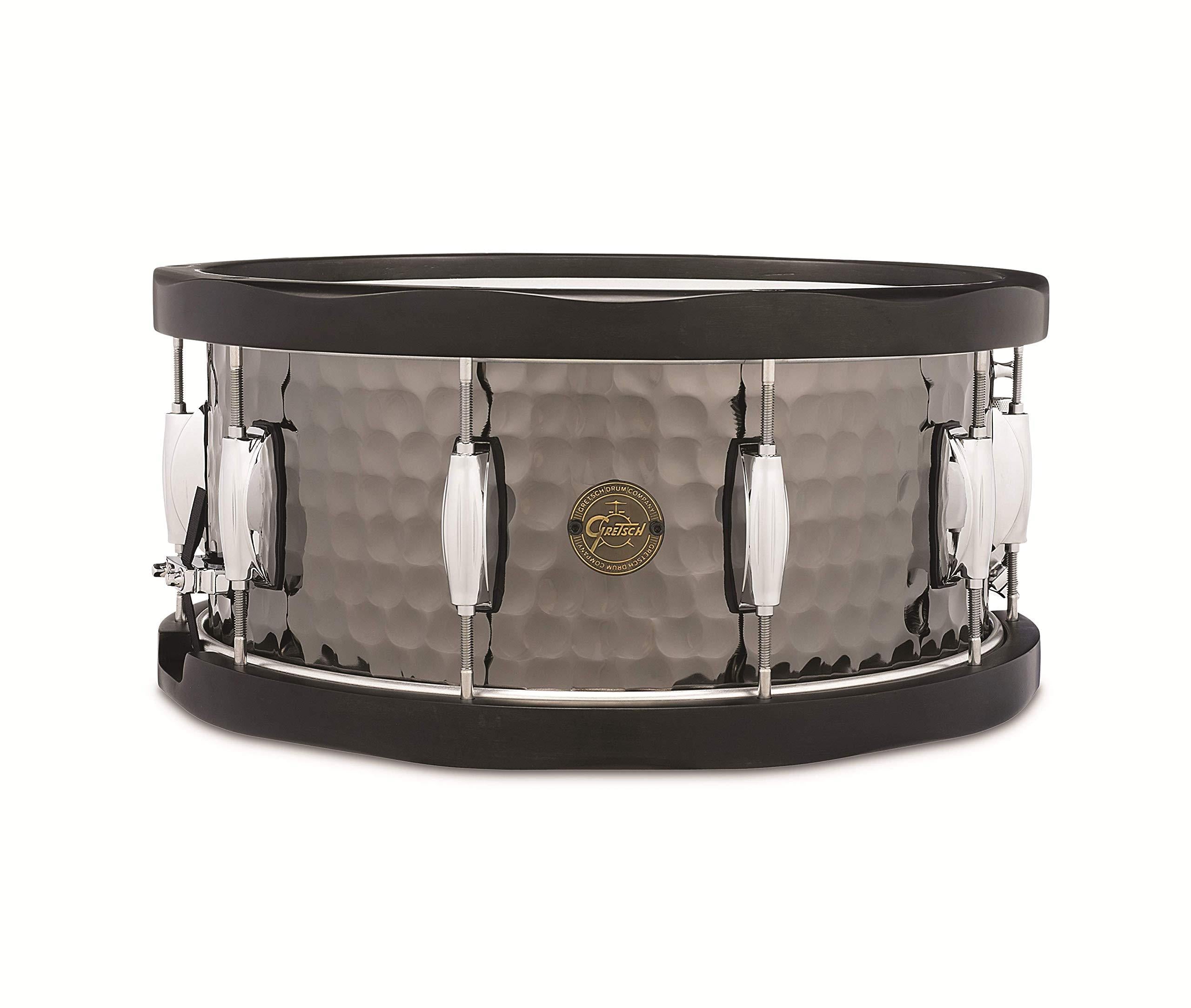 Gretsch 14 x 6.5 inch Snare drum in Full Range Hammered  Black Steel with Wooden Hoops