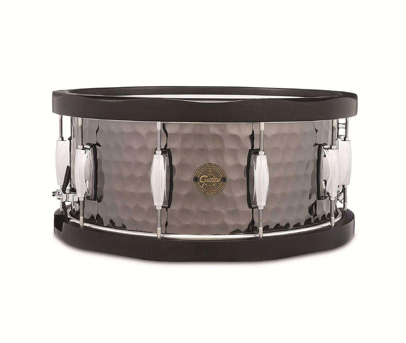 Gretsch 14 x 6.5 inch Snare drum in Full Range Hammered  Black Steel with Wooden Hoops