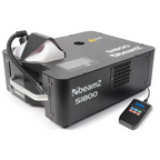 Beamz S1800 DMX Smoke Machine with 1800W power, showing the black rectangular device with control panel and output nozzle.