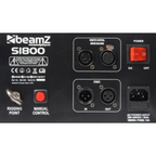 Beamz S1800 DMX 1800W smoke machine producing thick fog for stage and event lighting effects.