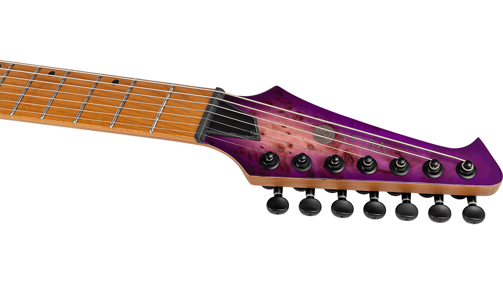 Spira S-457 TPP HH 7-string Electric Guitar with Roasted Maple Neck in Transparent Purple
