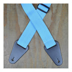 Colonial Leather Light Blue Webbing With Heavy Duty Leather Ends Guitar Strap