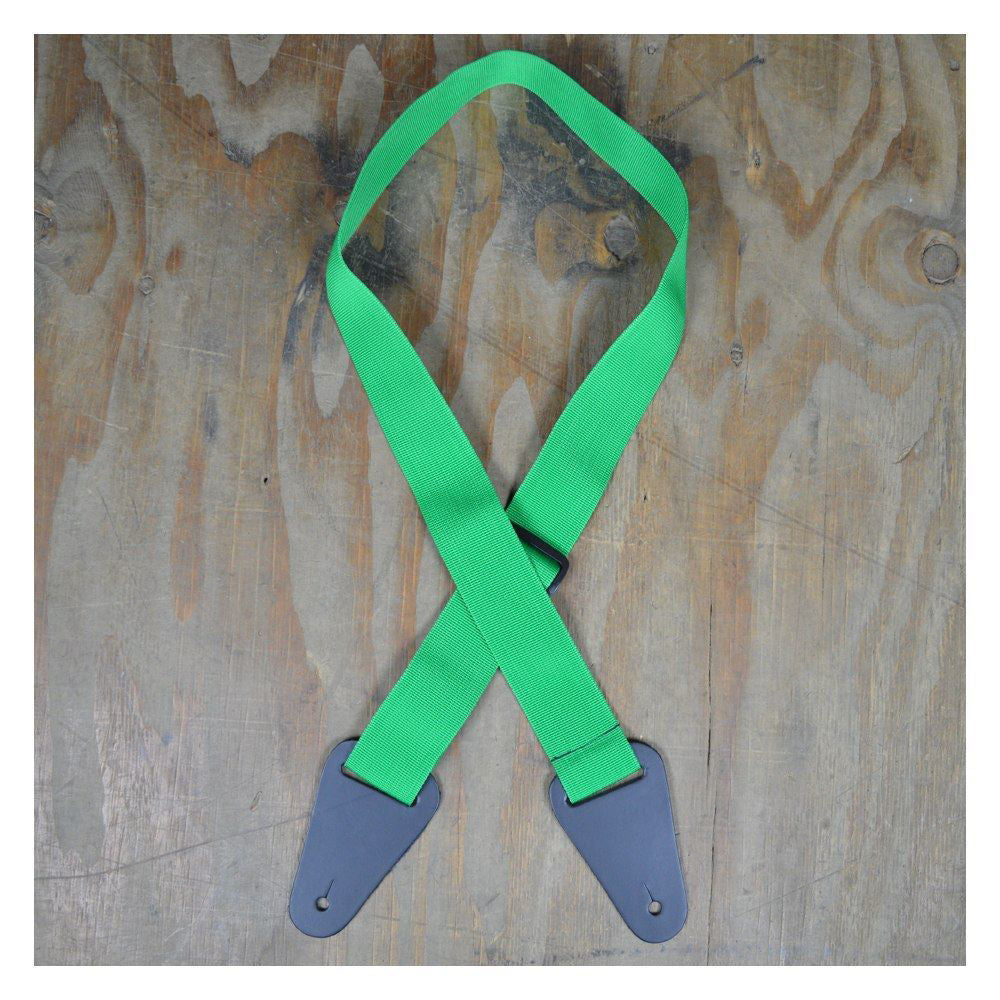 Colonial Leather Lime Green Webbing With Heavy Duty Leather Ends Guitar Strap