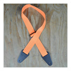 Colonial Leather Orange Webbing with Heavy Duty Leather Ends Guitar Strap