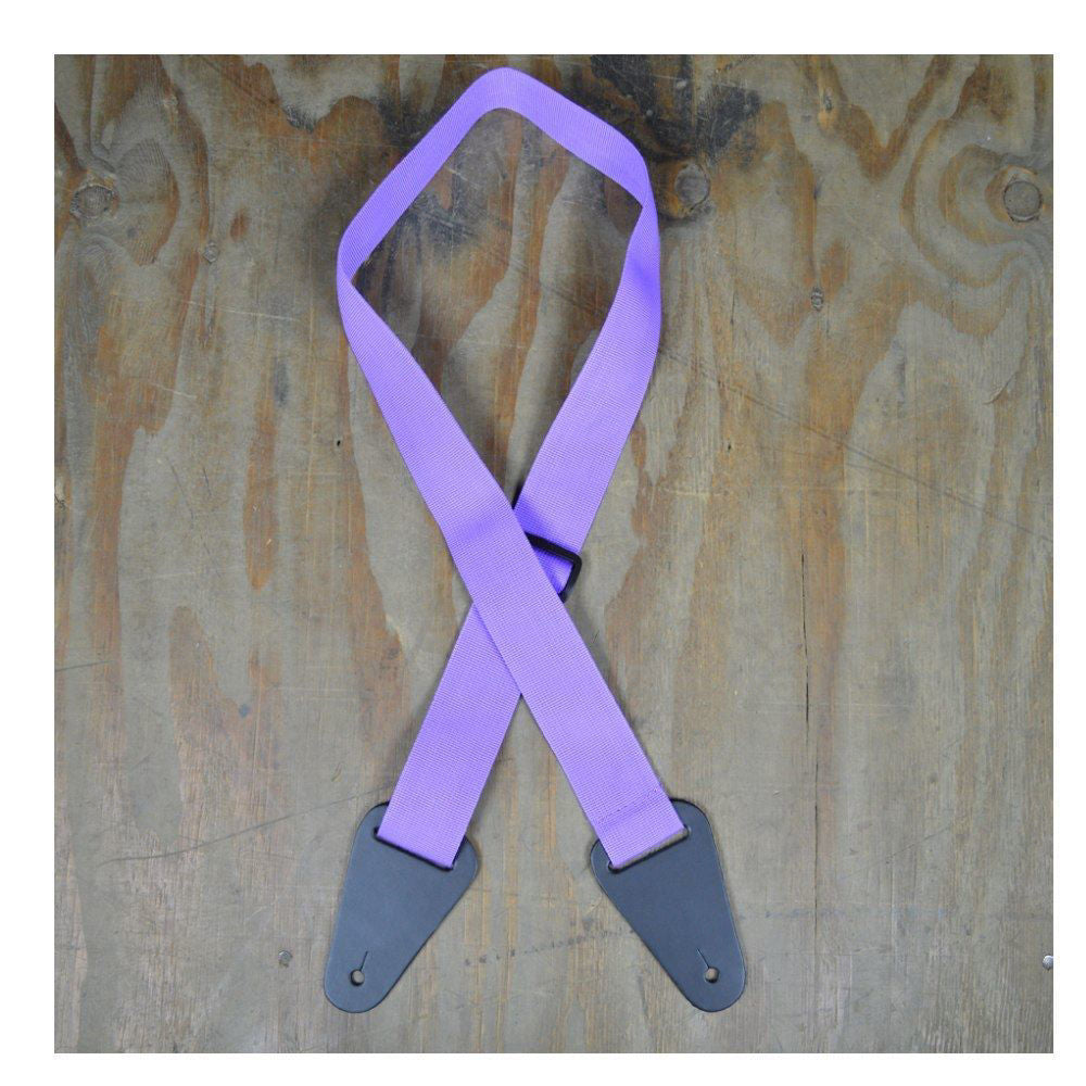 Colonial Leather Purple Webbing With Heavy Duty Leather Ends Guitar Strap