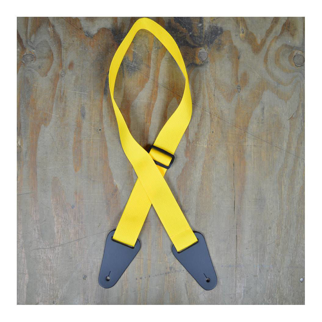 Colonial Leather Yellow Webbing With Heavy Duty Leather Ends Guitar Strap