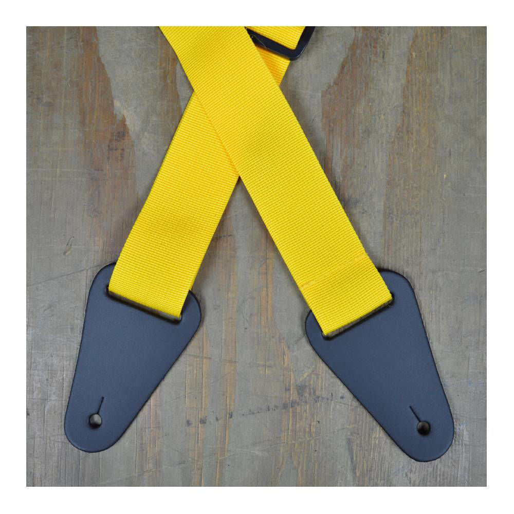 Colonial Leather Yellow Webbing With Heavy Duty Leather Ends Guitar Strap