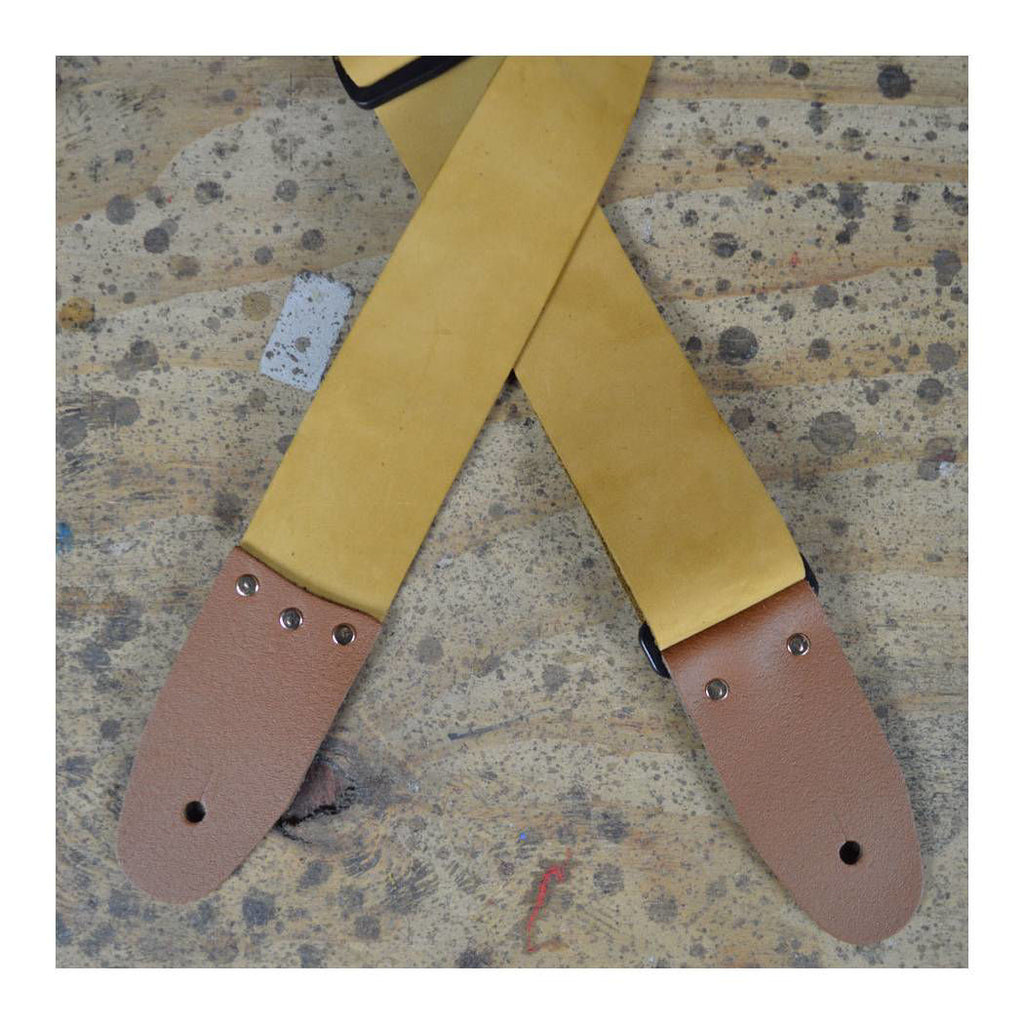 Colonial Leather 2.0 inch Soft Leather Slide Adjustable Guitar Strap - Tan