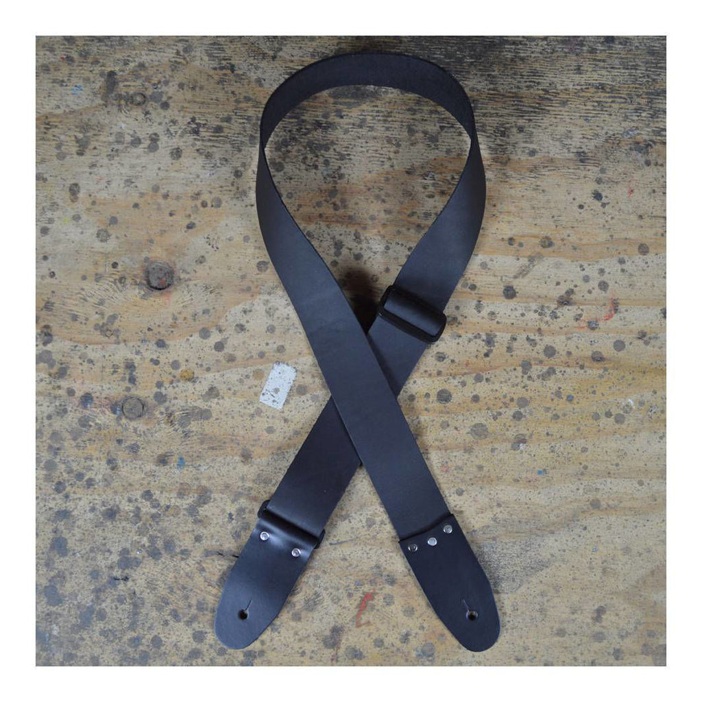 Colonial Leather 2.0 inch Soft Leather Slide Adjustable Guitar Strap - Black