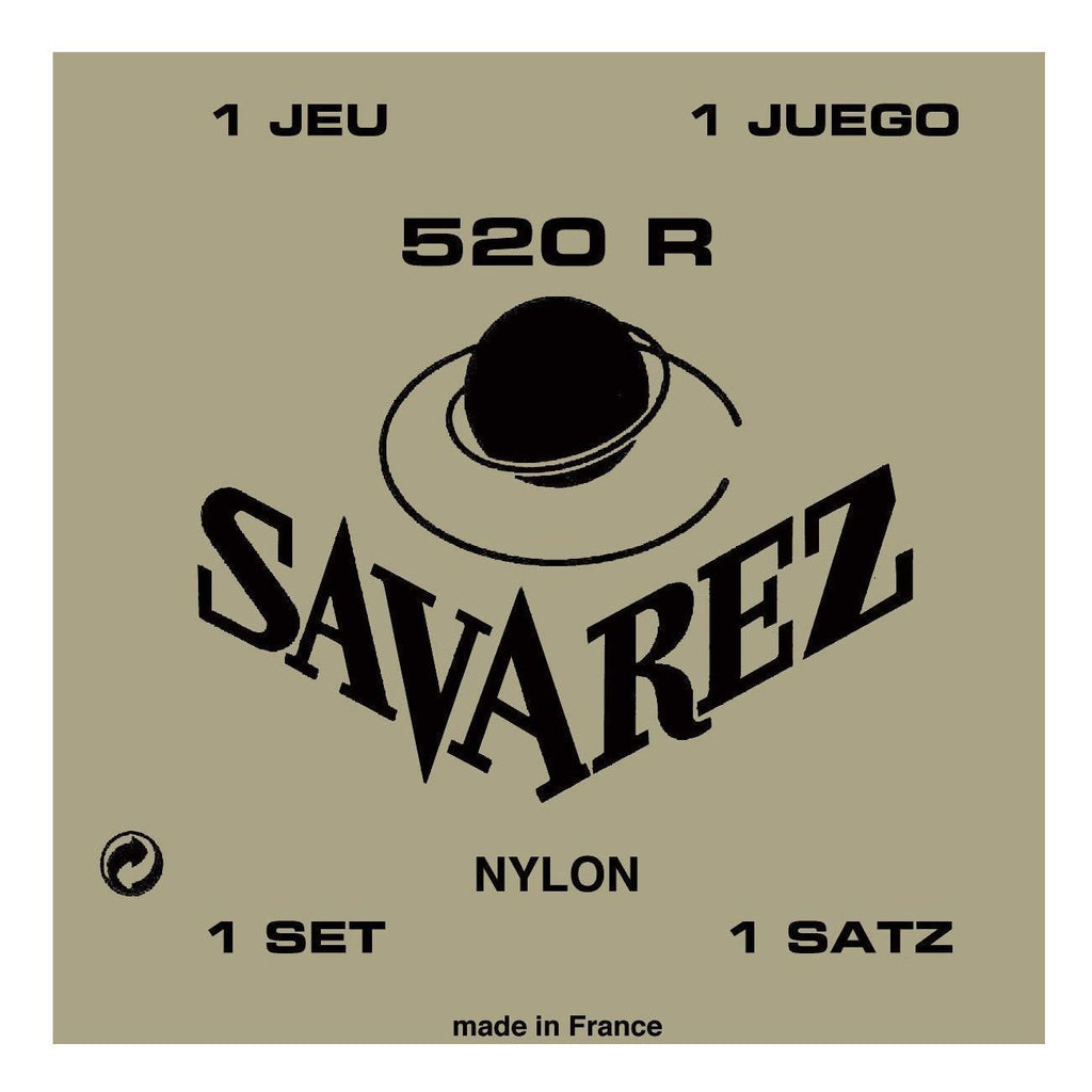 Savarez 520R Red Traditional Classical Strings set with nylon trebles and steel basses on a classical guitar