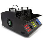 Beamz SB2000-LED smoke and bubble machine with LED wash lights, compact atmospheric machine for special effects.