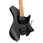 Black Strandberg Salen Classic 6 tremolo electric guitar with sleek body and modern design, featuring a maple neck and humbucking pickups.