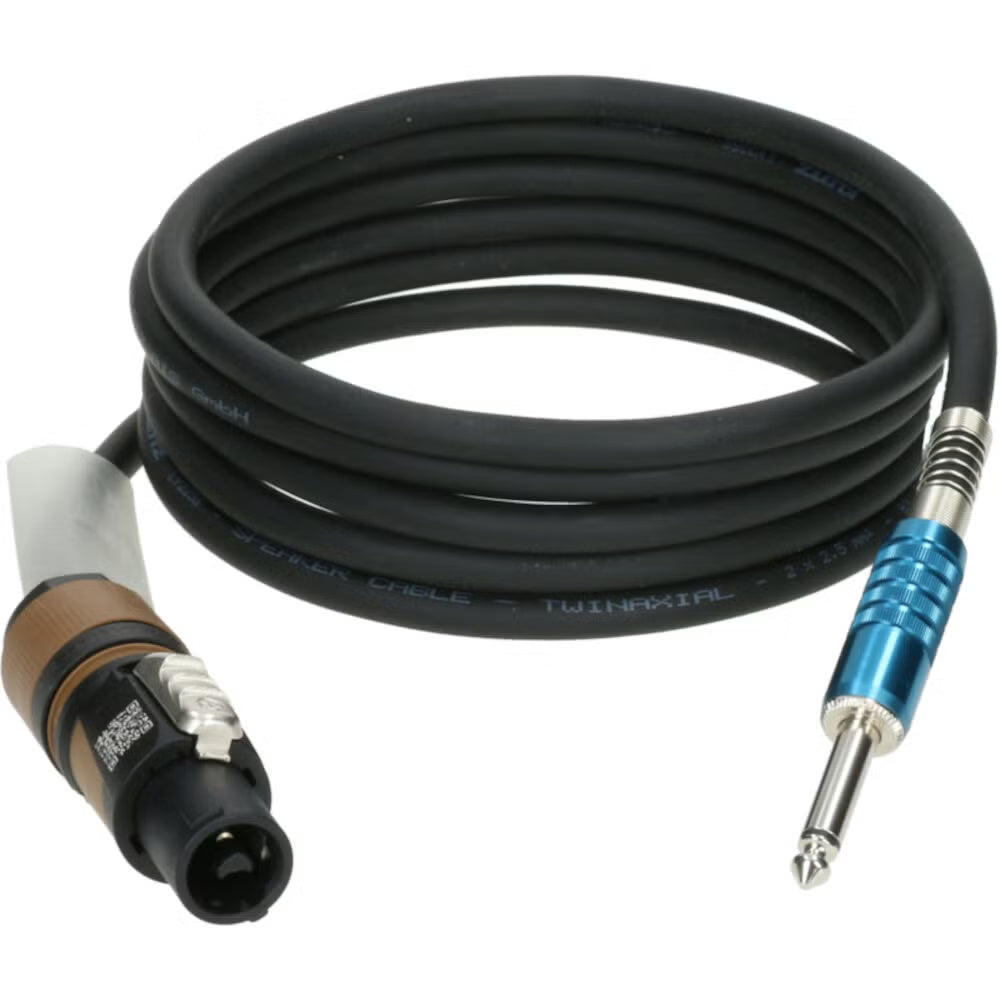 Klotz guitar lead with 1m Speakon speaker cable, Neutrik connector, and durable black cable for reliable audio connection.