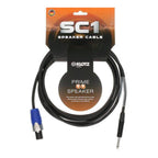 Klotz SC-1 1m Speakon to Klotz Jack guitar speaker cable, showing black cable with connectors on each end.
