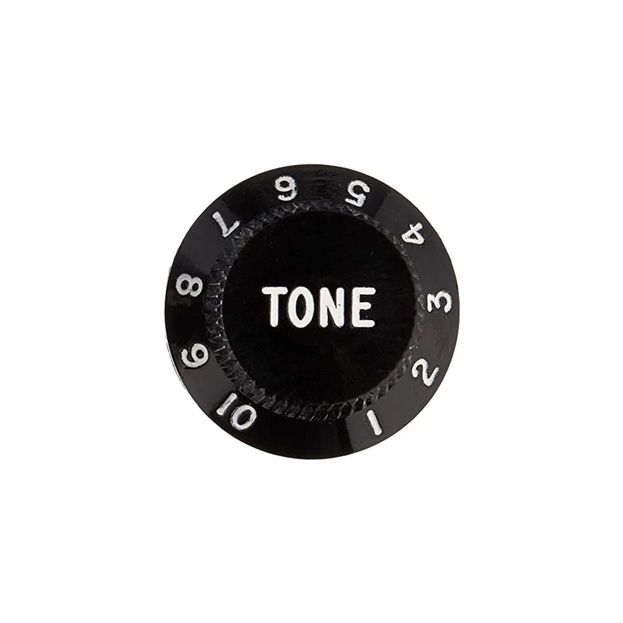 Black AMS Stratocaster tone control knob for guitar, showing the round shape and textured grip.
