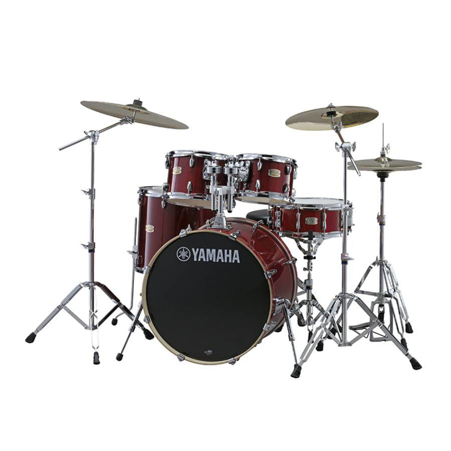 Yamaha SCB22PST Stage Custom Euro Birch Acoustic Drum Kit with 22in Bass Drum in Cranberry Red plus PST5 Cymbals