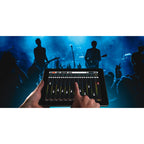 Soundcraft Ui16 16-channel digital mixer with wireless control, featuring multiple input channels and a sleek digital interface.