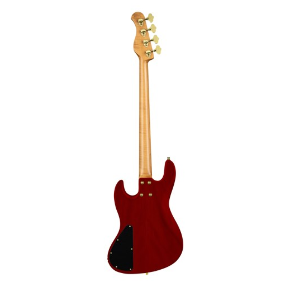 Sadowsky Limited Edition 2023 Metro Line Standard J-Style Bass Guitar in Majestic Red Transparent Satin with maple neck and chrome hardware.