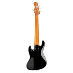 Sadowsky Hybrid PJ 5-string bass guitar with solid black high polish finish and maple neck, shown from the front.