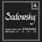 Sadowsky Black Label 4-string bass guitar strings with nickel wound, featuring a black label and gauge 45-105.