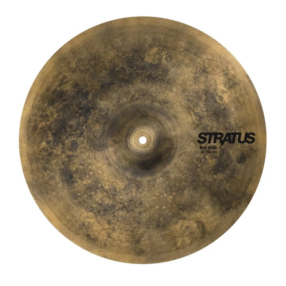 Sabian SD1402 14-inch Stratus Dry Hats cymbals, pair of single percussion cymbals with a dry, textured sound and natural metal finish.