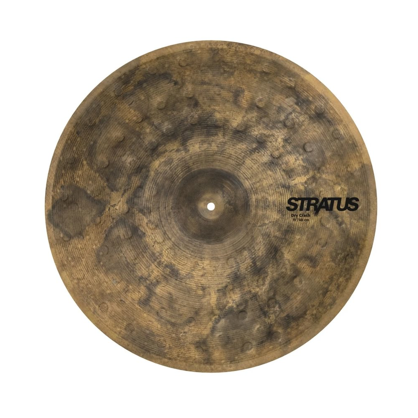 Sabian SD1906 19-inch Stratus Dry Crash cymbal with a matte finish and textured surface, mounted on a cymbal stand.