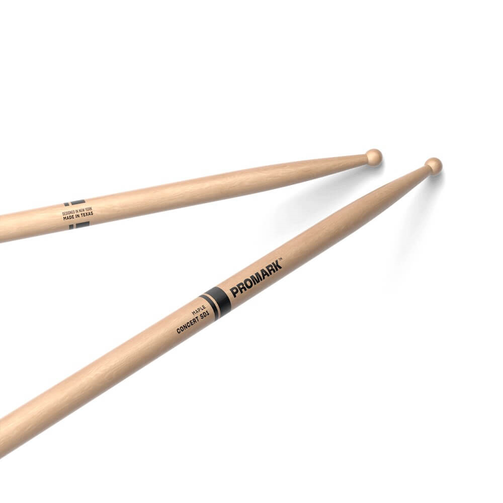 ProMark SD1W lacquered maple drum sticks with maple tips, 2B size, designed for drumming and percussion performance.