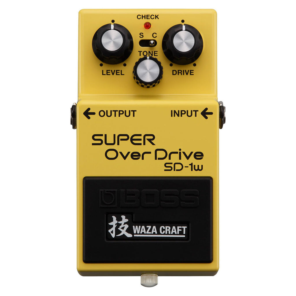 BOSS SD-1W Super Overdrive Waza Craft effects pedal with controls and footswitch, used for guitar tone shaping.