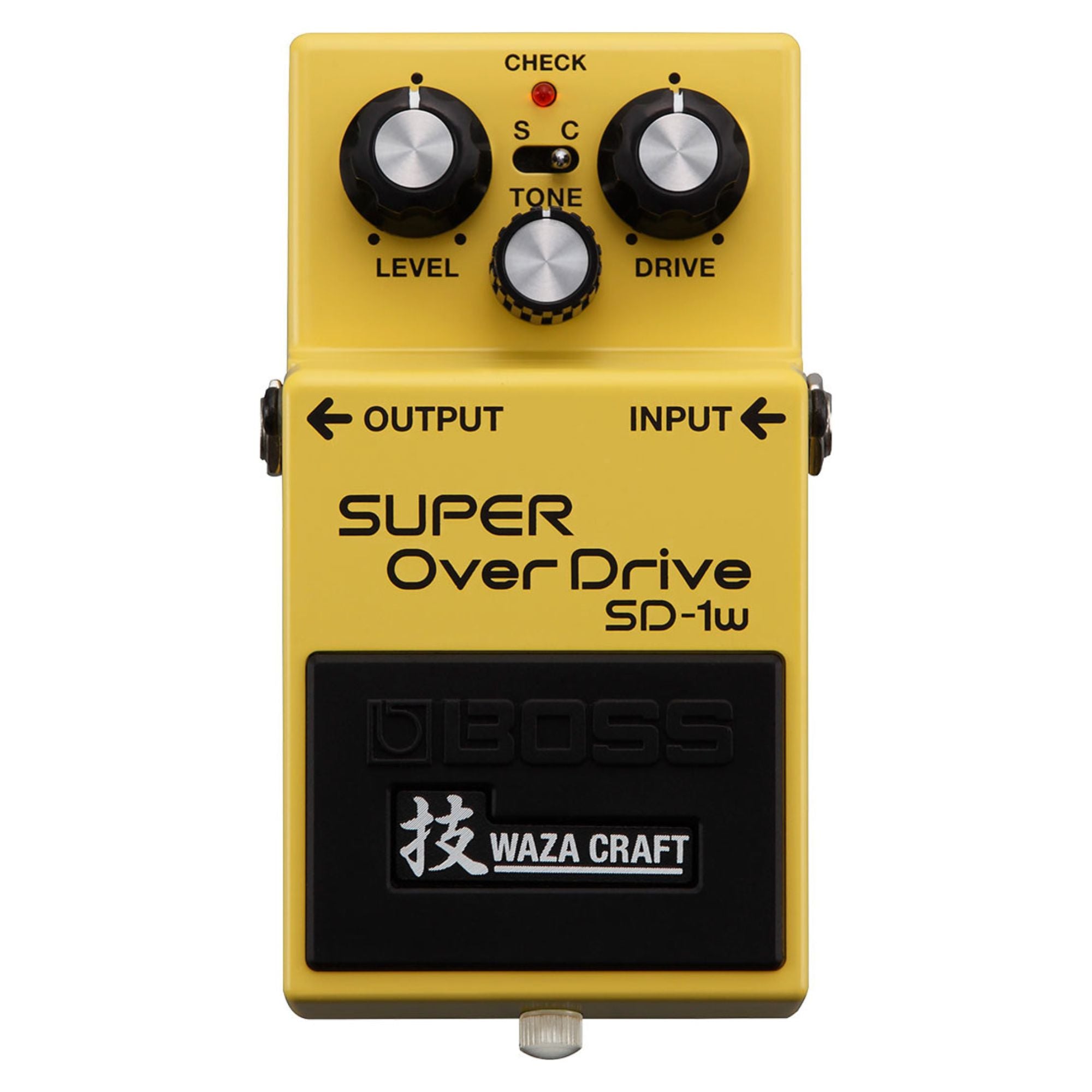 BOSS SD-1W Super Overdrive Waza Craft effects pedal with controls and footswitch, used for guitar tone shaping.