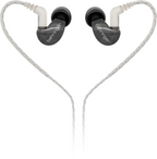 Behringer SD251-CK Pro in-ear studio headphones in black with sleek earbud design and inline microphone.