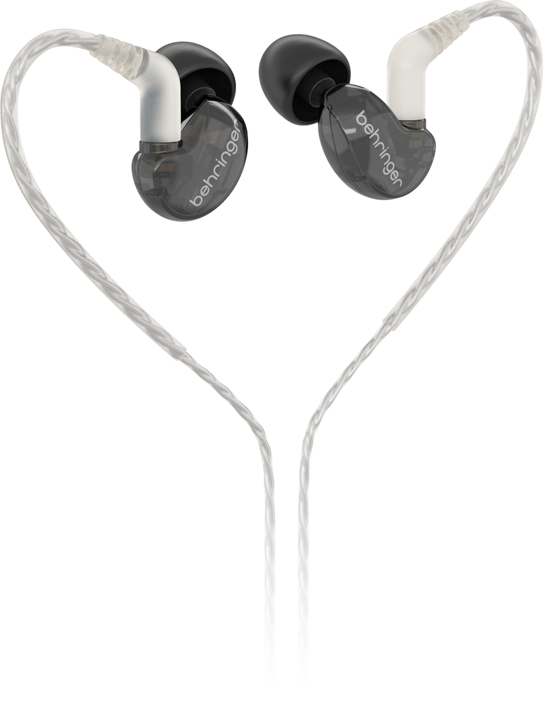 Behringer SD251-CK Pro in-ear studio earphones in black with ergonomic design and detachable cables.