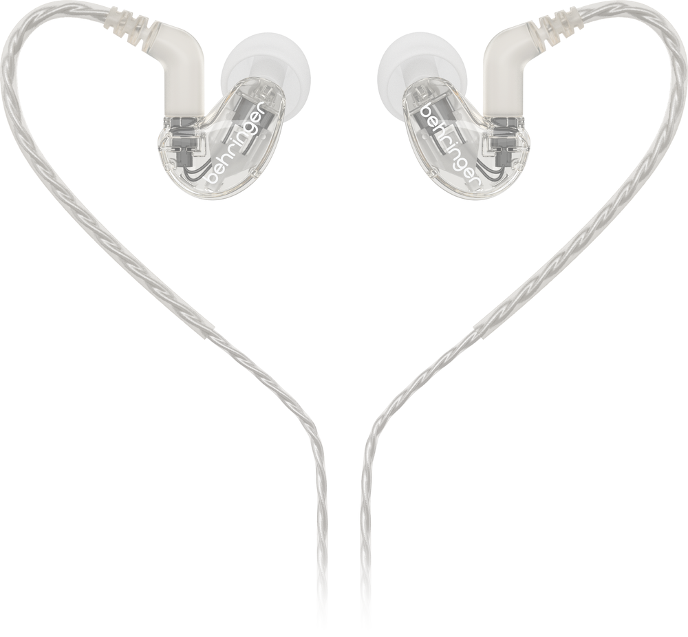 Behringer SD251-CL Pro In-Ear Studio Earphones with clear earbuds and cable, designed for professional audio monitoring.