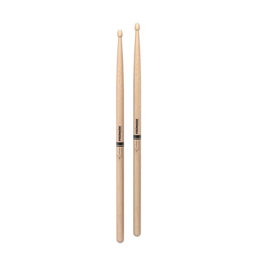 ProMark SD330W Todd Sucherman maple wood tip drumsticks, showing a close-up of the sticks with wood tips for drumming.