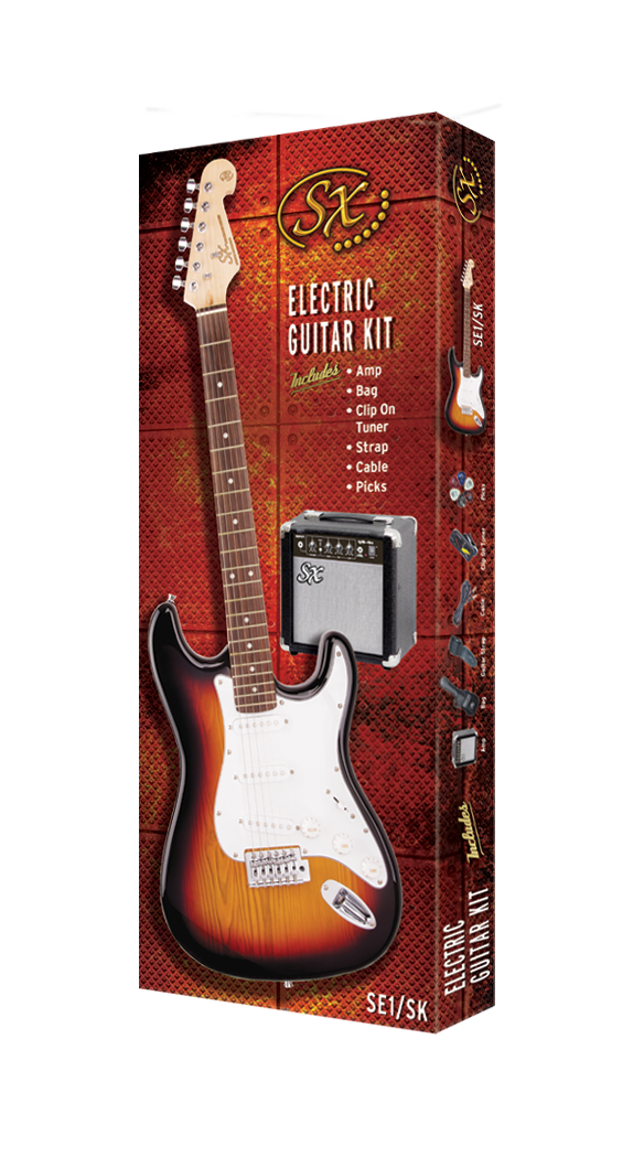 SX ST Style Electric Guitar and Amplifier Pack in Metallic Silver