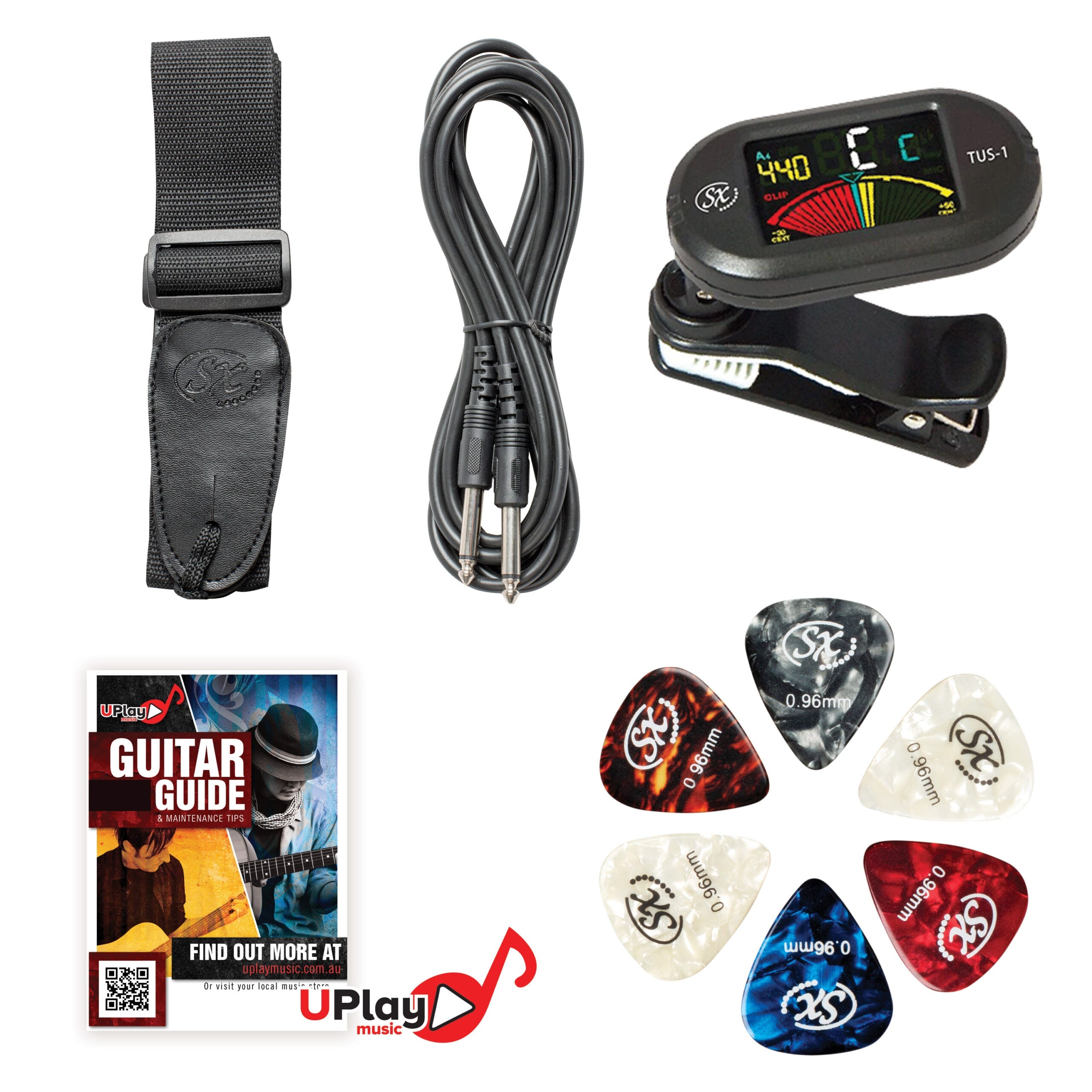 ESSEX PACKAGE FULL SIZE W/ AMP TUNER STRAP PICKS LEAD ELECTRIC 3 TONE SB