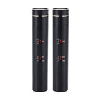 Pair of sE Electronics sE8 supercardioid studio microphones with black bodies and gold accents, shown on a plain background.