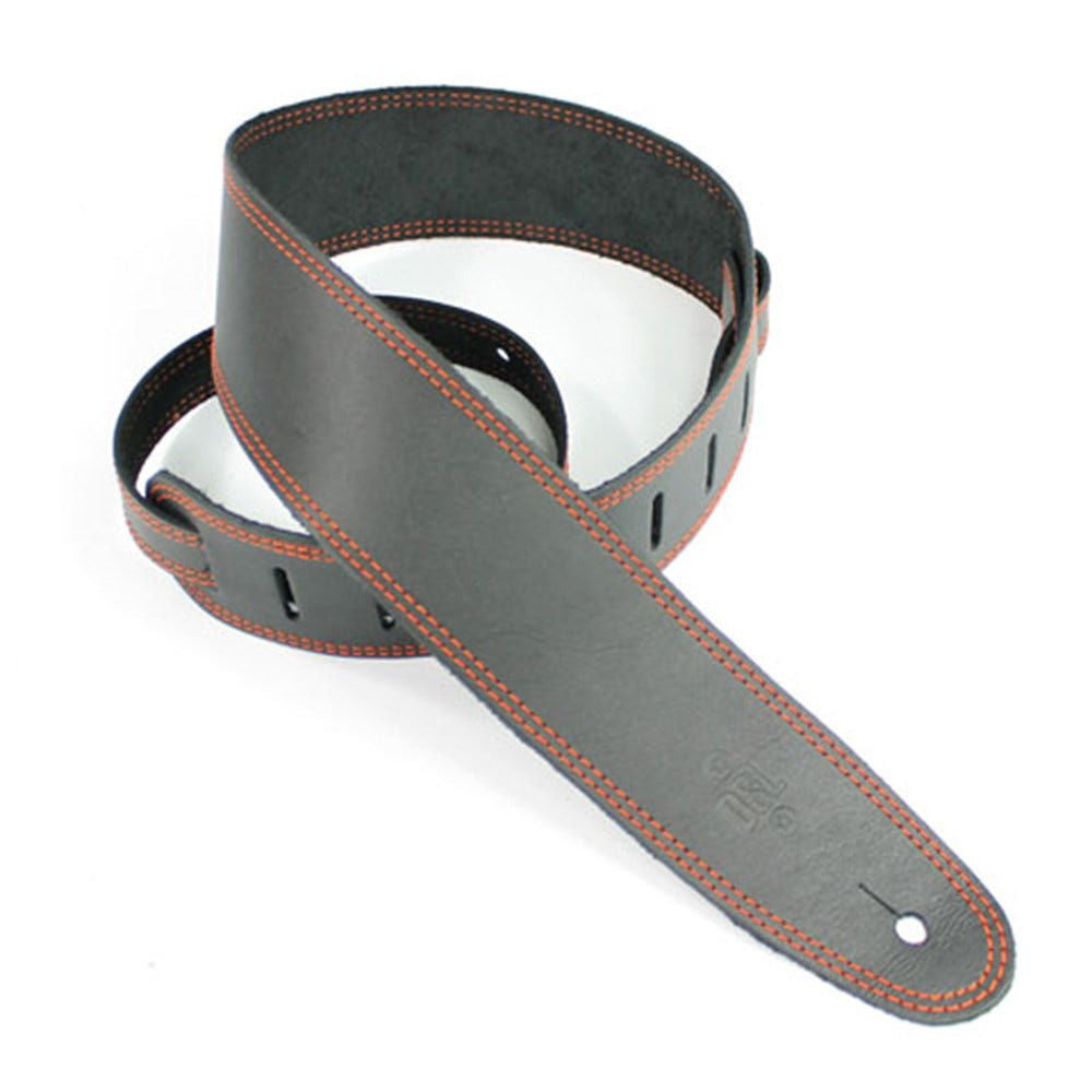 DSL Straps Classic Series Single Ply Guitar Strap 2.5in - Black/Orange Stitch