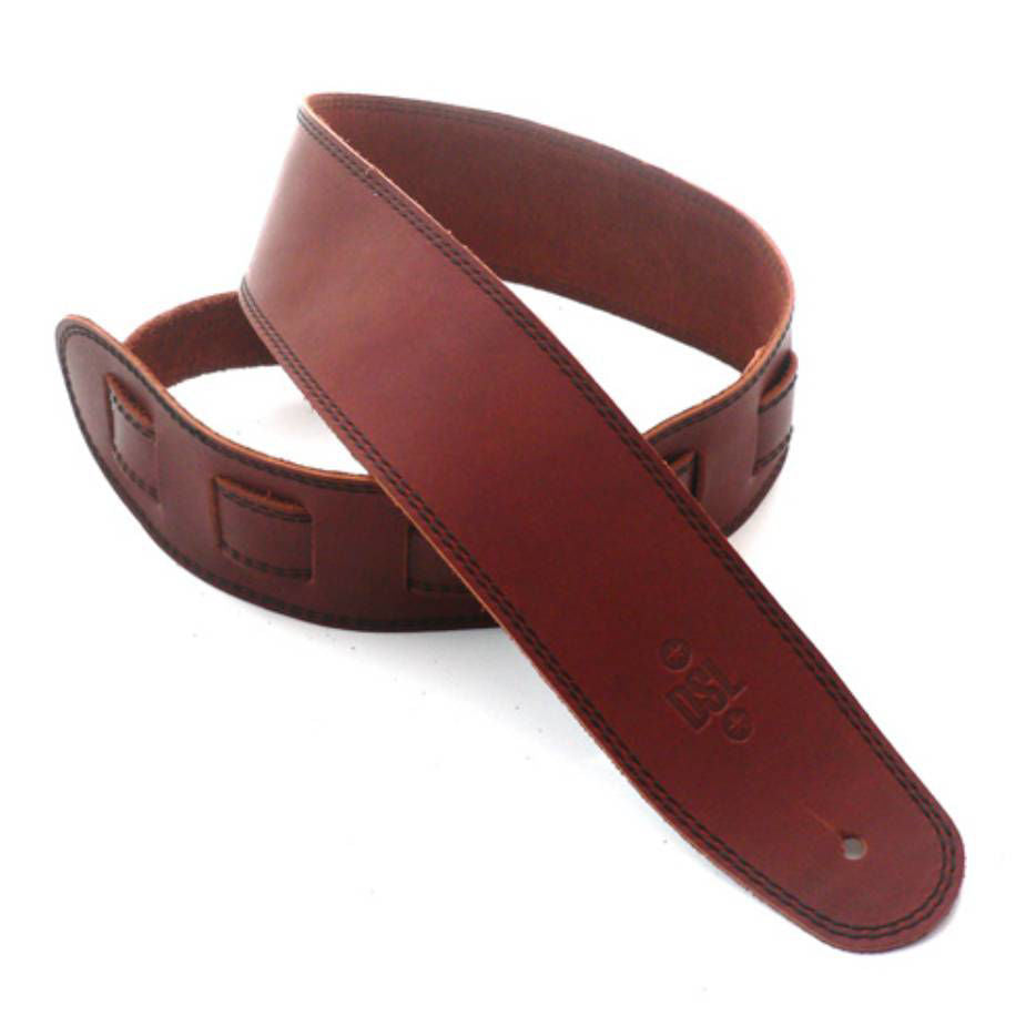 DSL Straps Classic Series Single Ply Guitar Strap 2.5in - Maroon/Black Stitch