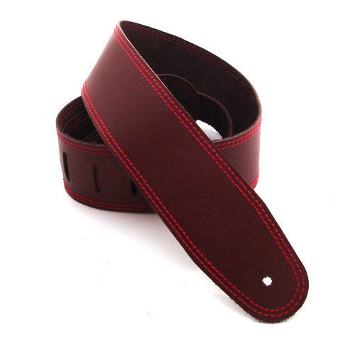 DSL Straps Classic Series Single Ply Guitar Strap 2.5in - Maroon/Red Stitch