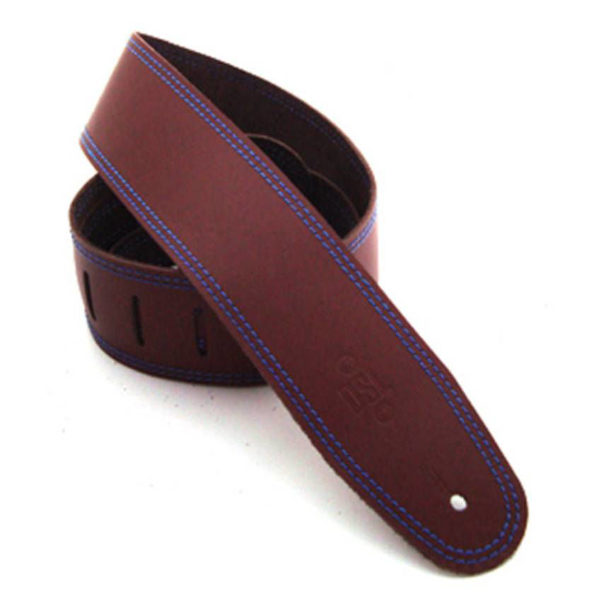 DSL Straps Classic Series Single Ply Guitar Strap 2.5in - Maroon/Blue Stitch