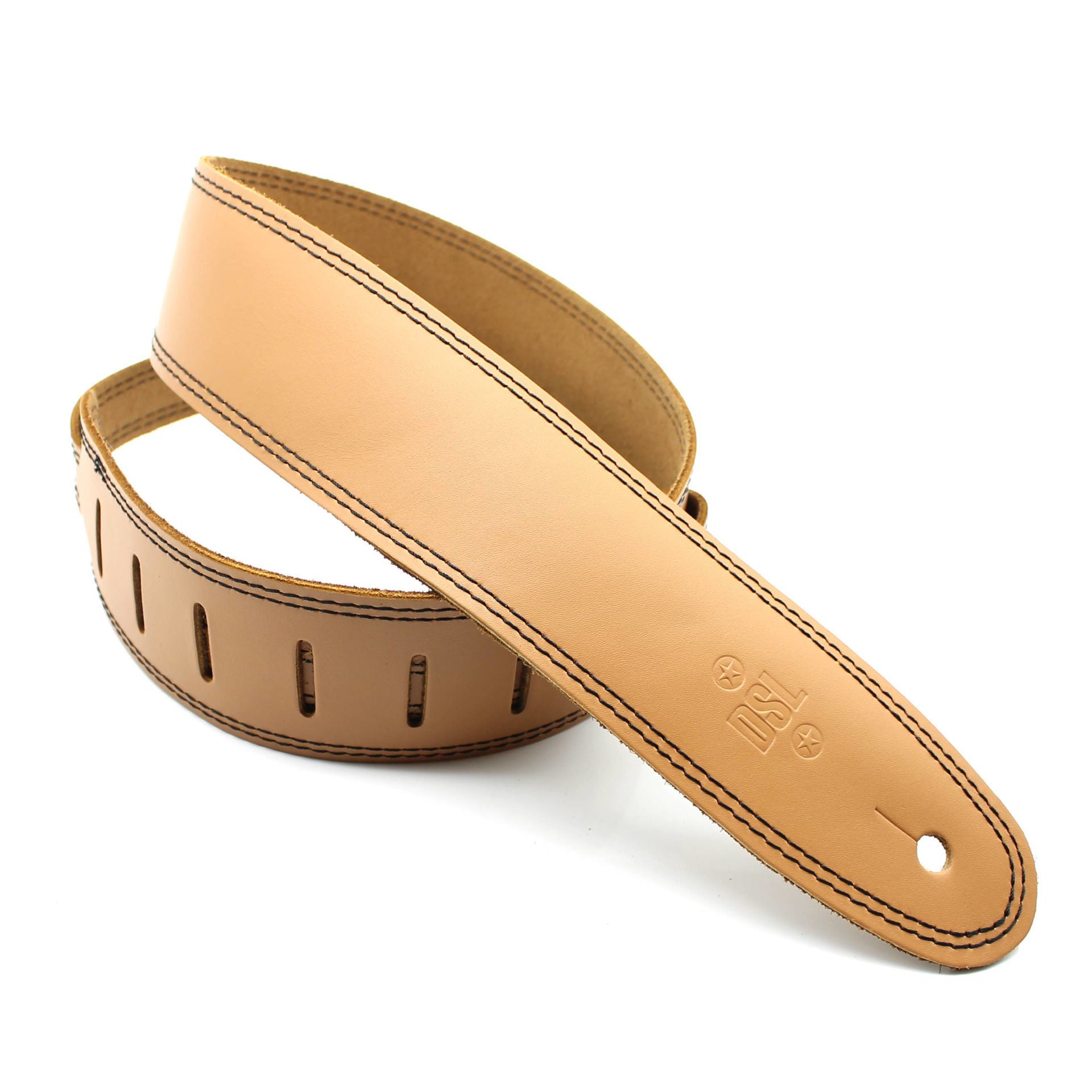 DSL Straps Classic Series Single Ply Guitar Strap 2.5in - Tan/Black Stitch