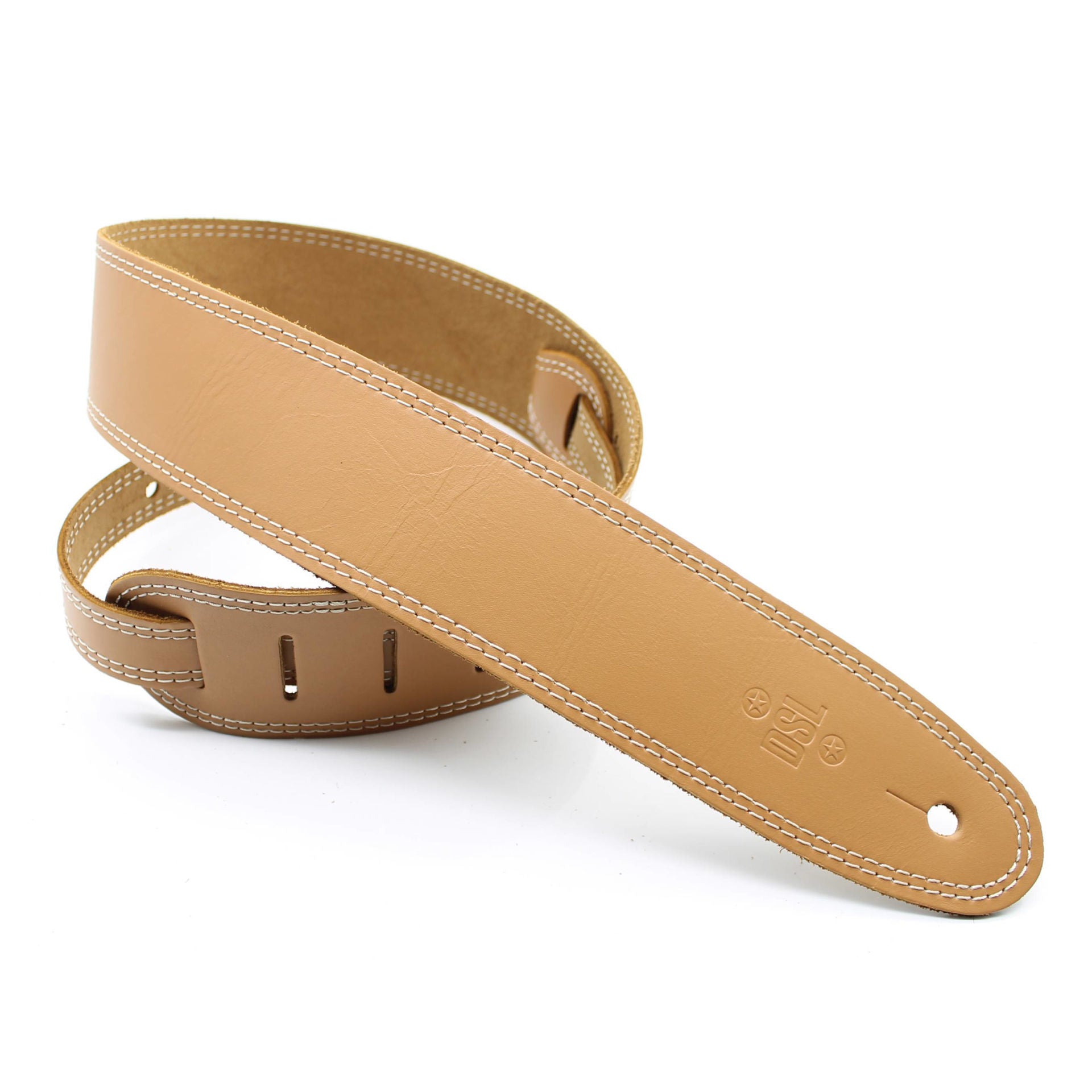 DSL Straps Classic Series Single Ply Guitar Strap 2.5in - Tan/Beige Stitch