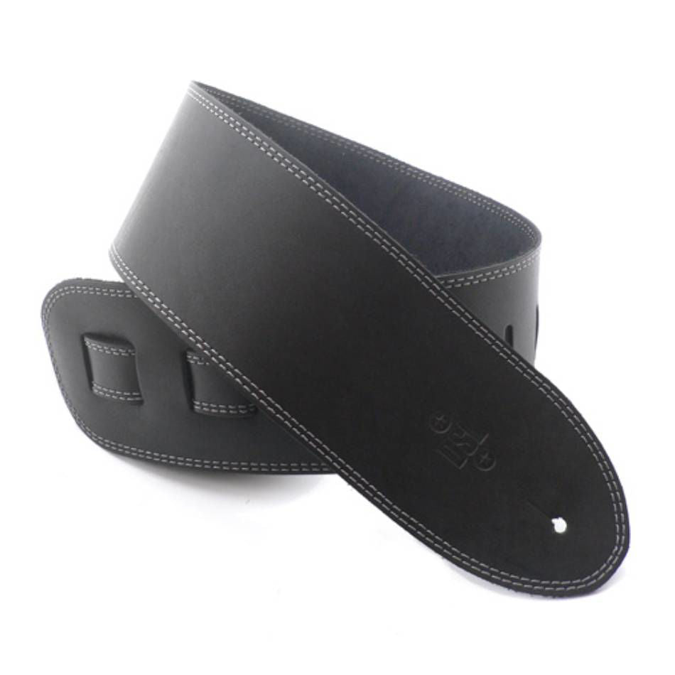 DSL Straps Classic Series Single Ply Guitar Strap 3.5in - Black/Grey Stitch