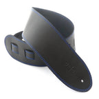 DSL Straps Classic Series Single Ply Guitar Strap 3.5in - Black/Blue Stitch