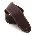 DSL Straps Classic Series Single Ply Guitar Strap 3.5in - Saddle Brown/Yellow Stitch