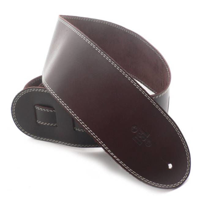 DSL Straps Classic Series Single Ply Guitar Strap 3.5in - Saddle Brown/Beige Stitch